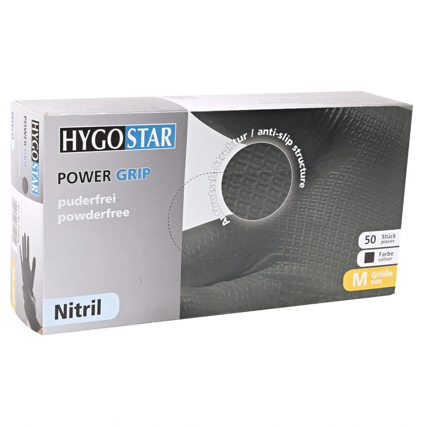 Hygostar Power Grip Nitrilhandschuhe schwarz puderfrei, VE 500 Stück