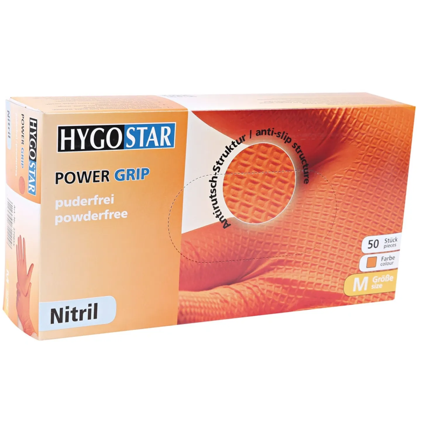Hygostar Power Grip Nitrilhandschuhe orange puderfrei, VE 500 Stück