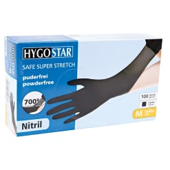 Hygostar Safe Super Stretch Nitrilhandschuhe schwarz puderfrei, VE 1000 Stück