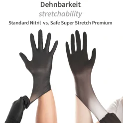 Hygostar Safe Super Stretch Premium Nitrilhandschuhe schwarz puderfrei, VE 1000 Stück
