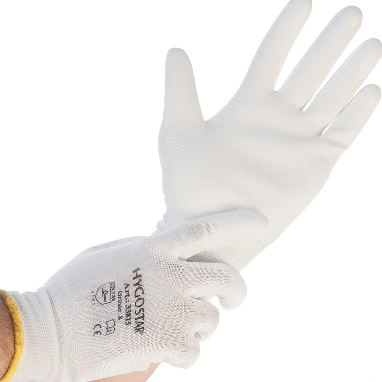 Hygostar Ultra Flex Hand Feinstrickhandschuhe mit Polyurethan-Beschichtung weiß