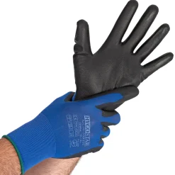 Hygostar Ultra Light Feinstrickhandschuhe mit Polyurethan-Beschichtung blau/schwarz, VE 120 Paar