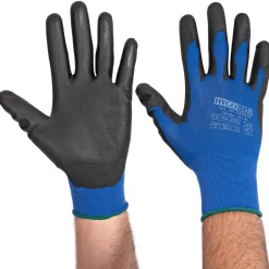 Hygostar Ultra Light Feinstrickhandschuhe mit Polyurethan-Beschichtung blau/schwarz, VE 120 Paar