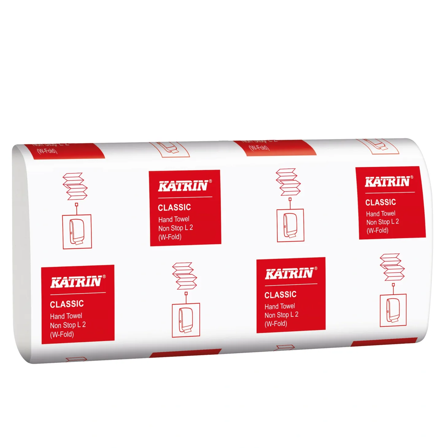 Katrin 61549 Classic L2 Papierhandtücher Tissue wide, W-Falz, 2-lagig, 24 x 32 cm, weiß