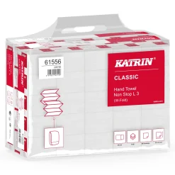 Katrin 61556 Classic L3 Papierhandtücher Tissue, Interfold W-Falz, 24 x 32, 3-lagig, weiß