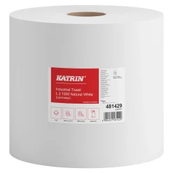 Katrin 481429 L Industrieputztuchrolle mit Zwischenverleimung, 2-lagig, 22 cm breit, 1000 Tücher