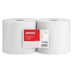 Katrin 481856 XL Industrieputztuchrolle mit Zwischenverleimung, 2-lagig, 26,5 cm breit, 1000 Tücher