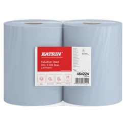 Katrin 464224 XXL Industrieputztuchrolle mit Zwischenverleimung blau, 3-lagig, 38 cm breit, 500 Tücher