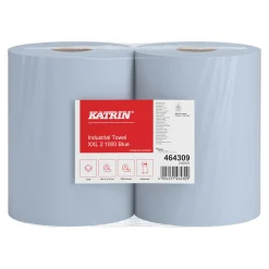 Katrin 464309 XXL Industrieputztuchrolle blau, 2-lagig, 38 cm breit, 1000 Tücher
