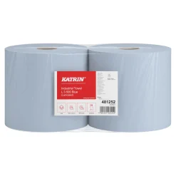Katrin 481252 XXL Industrieputztuchrolle mit Zwischenverleimung blau, 3-lagig, 22 cm breit, 500 Tücher