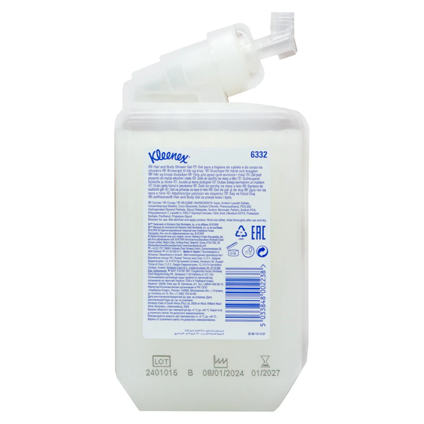 Kleenex 6332 Duschgel für Körper und Haar 6 x 1000 ml