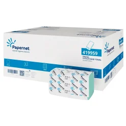 Papernet Falthandtücher V-Falz, 2-lagig, grün, 24 x 23 cm, Recycling, 18.5 g/m²