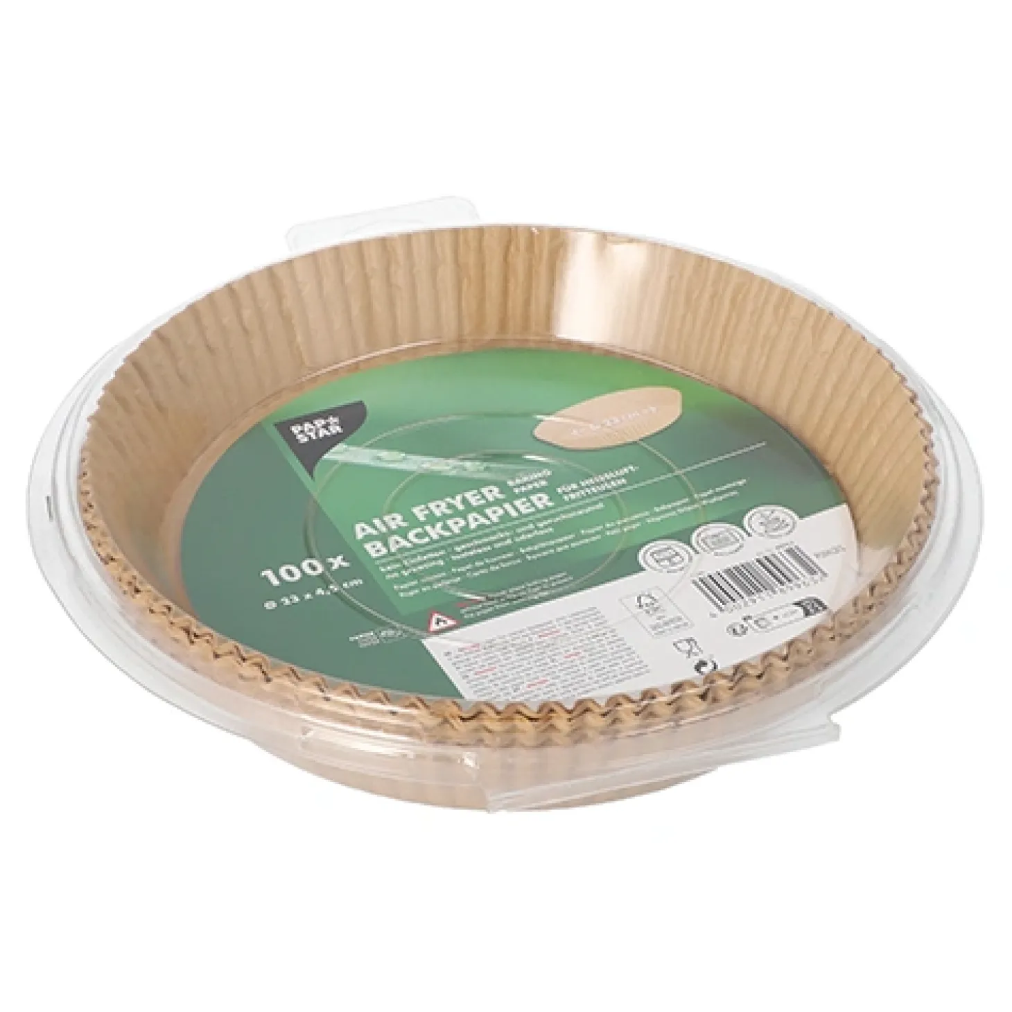 PAPSTAR Backpapiere Ø 23 cm, 4,5 cm braun für Heißluftfritteusen