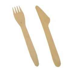 PAPSTAR Bestecke, Holz "pure" 16,5 cm (Messer, Gabel)