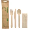 PAPSTAR Bestecksets, Holz "pure" : Messer, Gabel, Löffel, Serviette in Papierbeutel