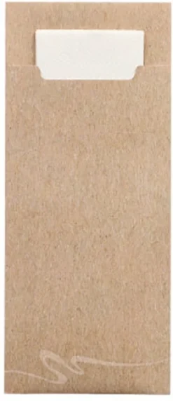 PAPSTAR Bestecktaschen 20 cm x 8,5 cm natur inkl. weißer Serviette 33 x 33 cm 2-lag.