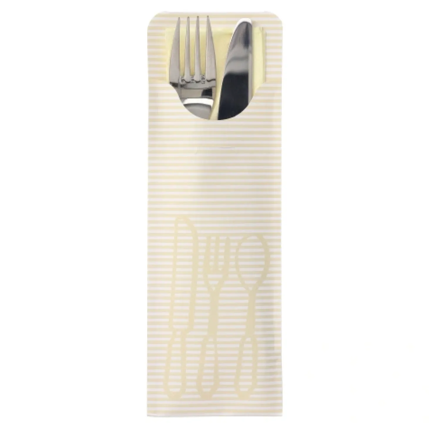 PAPSTAR Bestecktaschen 23,5 cm x 7,9 cm creme inkl. farbiger Serviette, 5 x 100 Stück