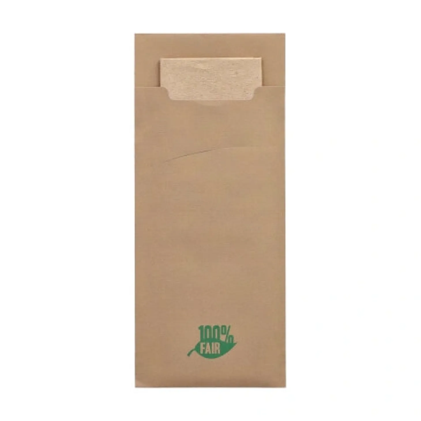 PAPSTAR Bestecktaschen 20 cm x 8,5 cm braun "100% Fair" inkl. naturfarbener Recycling-Serviette 33 x 33 cm 2-lag.