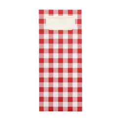 PAPSTAR Bestecktaschen 20 cm x 8,5 cm rot "Vichy Karo" inkl. weißer Serviette 33 x 33 cm 2-lag.