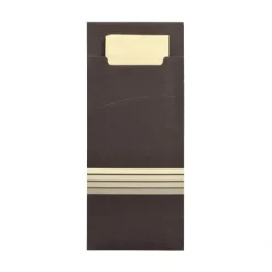 PAPSTAR Bestecktaschen 20 cm x 8,5 cm schwarz/creme "Stripes" inkl. farbiger Serviette 33 x 33 cm 2-lag.