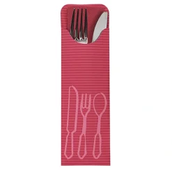 PAPSTAR Bestecktaschen 23,5 cm x 7,3 cm bordeaux inklusive farbiger Bistro Serviette