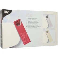 PAPSTAR Bestecktaschen 23,5 cm x 7,3 cm anthrazit inklusive farbiger Bistro Serviette