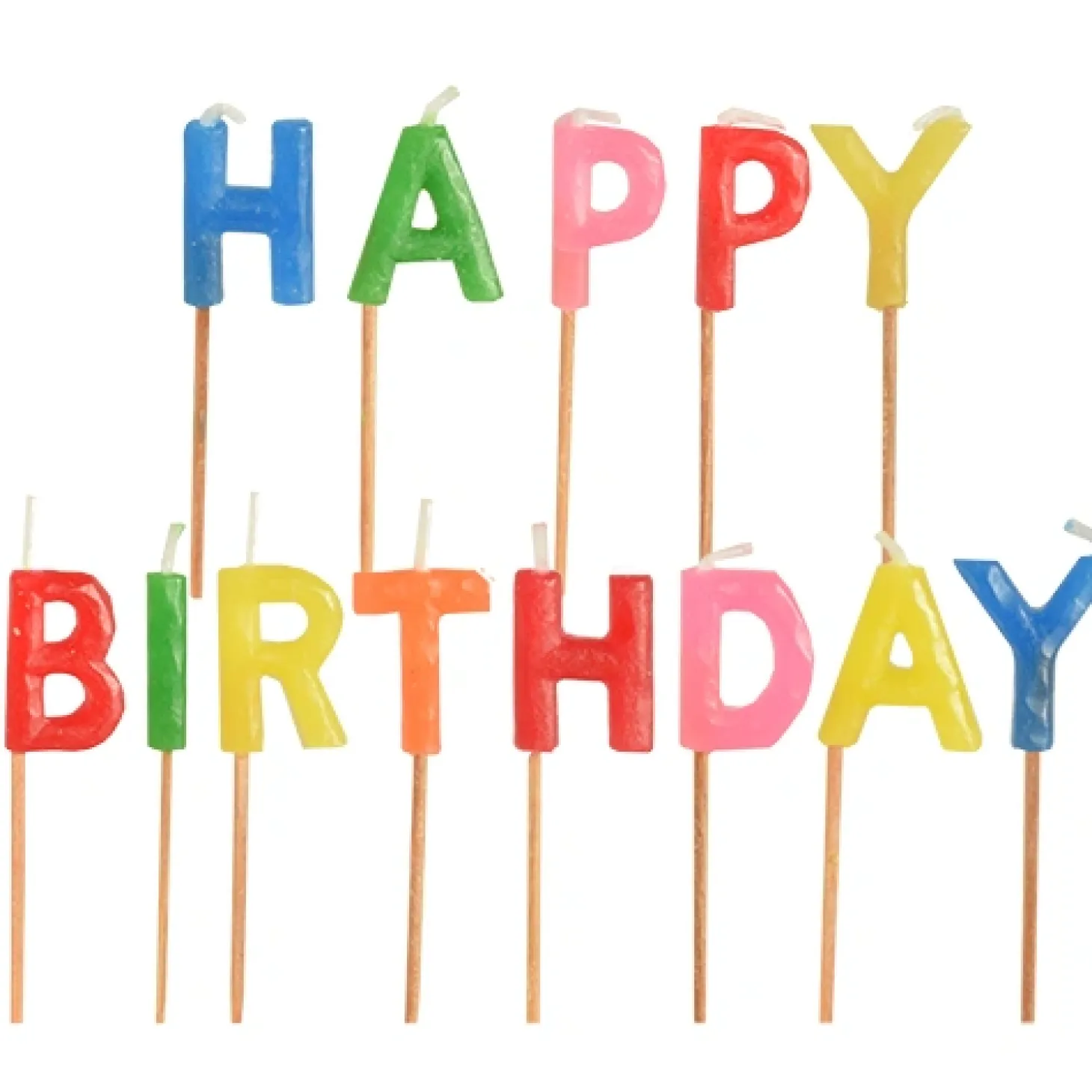 PAPSTAR Buchstabenkerzen-Set 8 cm "Happy Birthday"