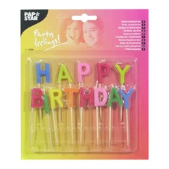 PAPSTAR Buchstabenkerzen-Set 8 cm "Happy Birthday"