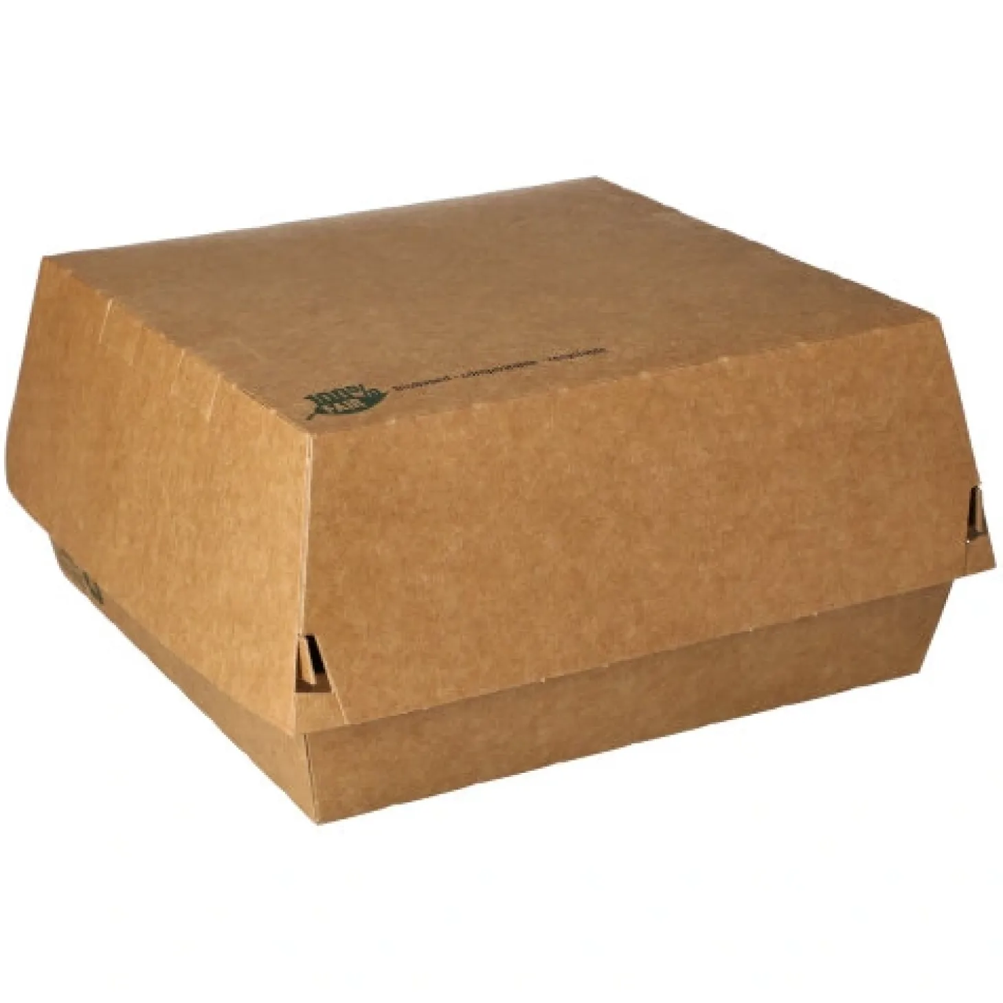 PAPSTAR Burgerboxen, Pappe 9 cm x 18,5 cm x 18,5 cm braun "100% Fair" extra groß