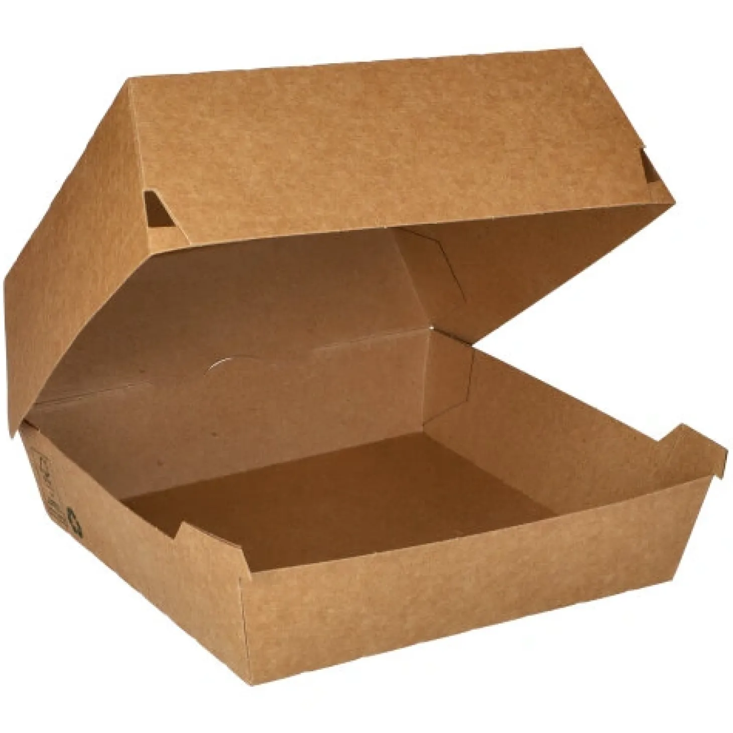 PAPSTAR Burgerboxen, Pappe 9 cm x 18,5 cm x 18,5 cm braun "100% Fair" extra groß