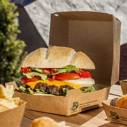 PAPSTAR Burgerboxen, Pappe 7 cm x 12,5 cm x 12,5 cm braun