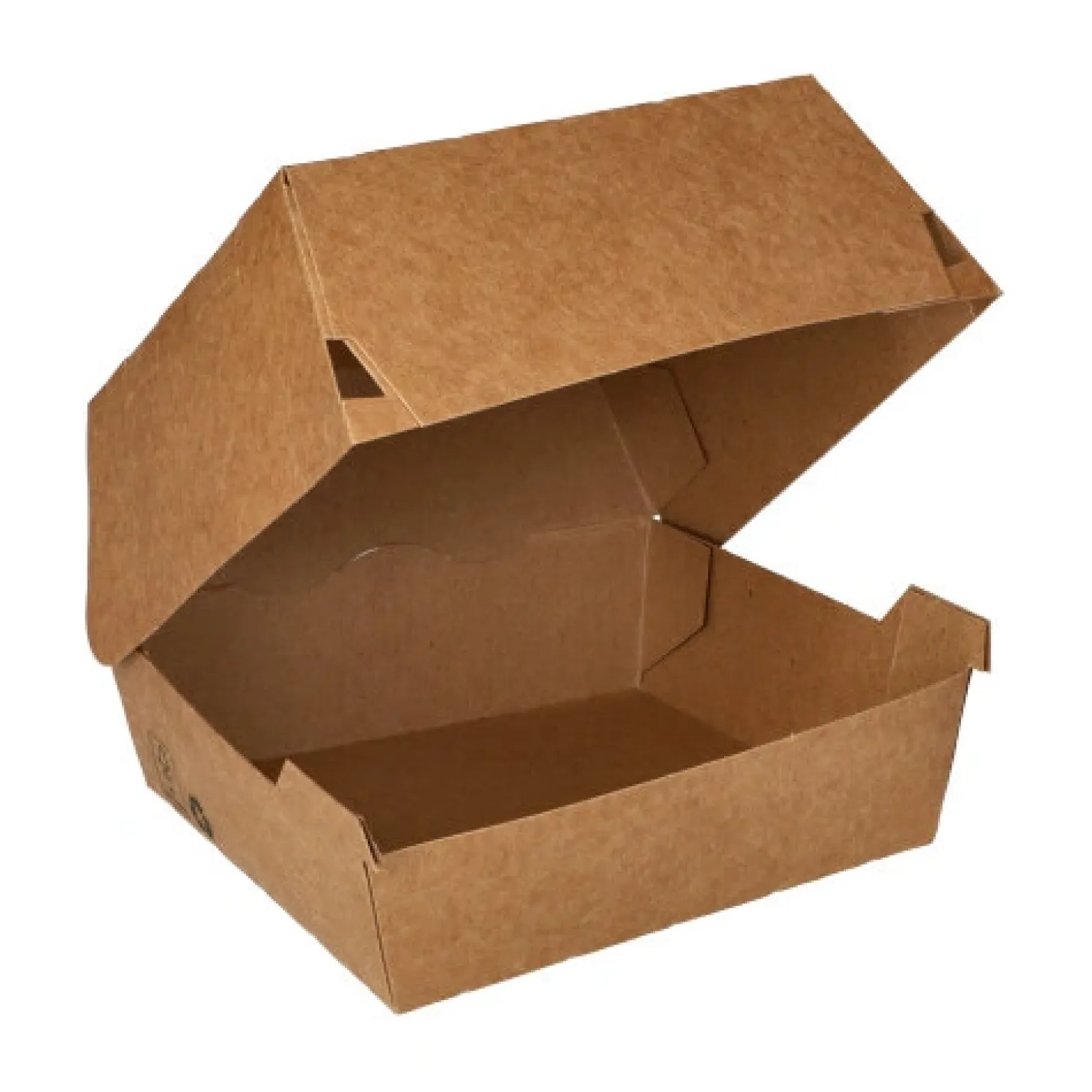 PAPSTAR Burgerboxen, Pappe 7 cm x 12,5 cm x 12,5 cm braun "100% Fair" groß
