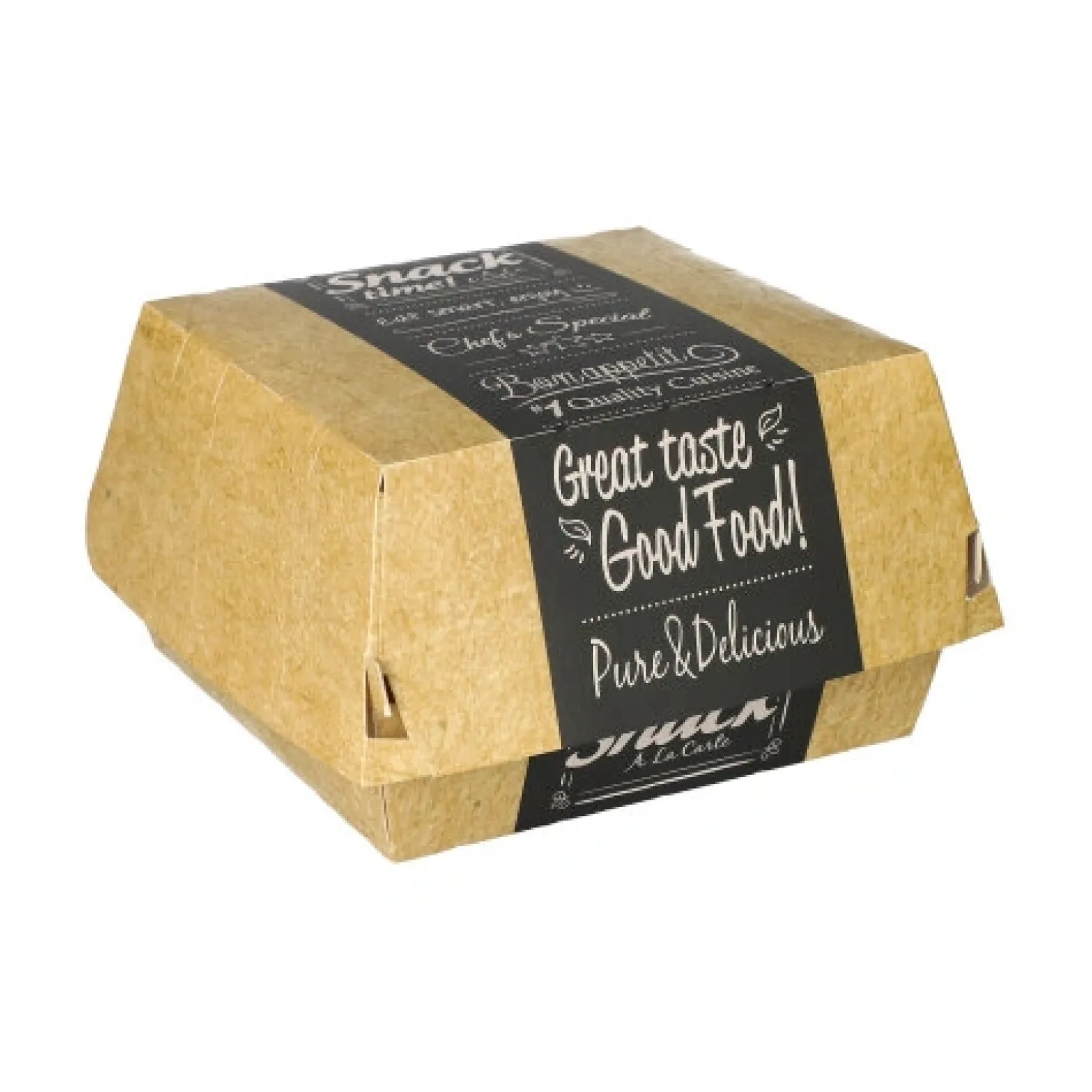 PAPSTAR Burgerboxen, Pappe "pure" 7,8 cm x 11,5 cm x 11 cm "Good Food" groß