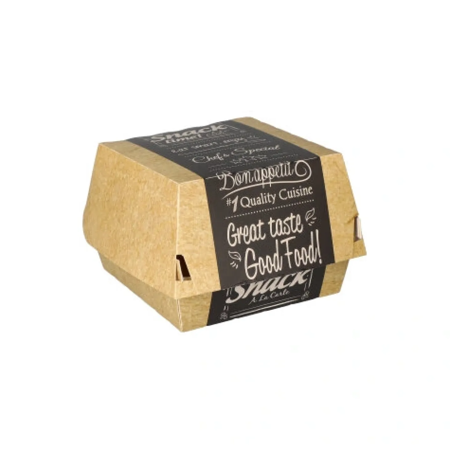 PAPSTAR Burgerboxen, Pappe "pure" 7 cm x 9 cm x 9 cm "Good Food" klein