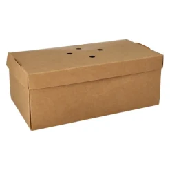 PAPSTAR Burgerboxen, Pappe "pure" 10 cm x 13 cm x 25 cm braun faltbar, groß