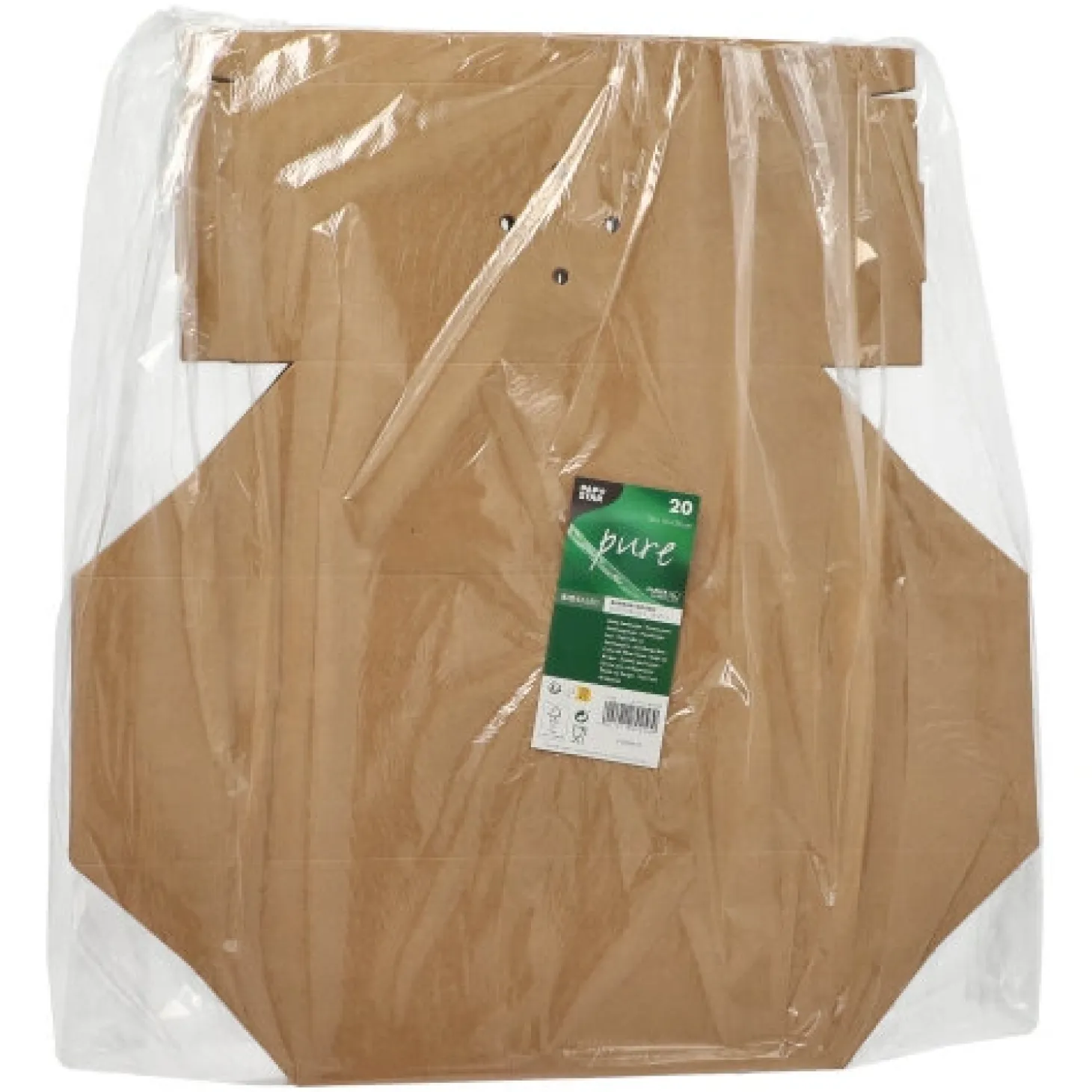 PAPSTAR Burgerboxen, Pappe "pure" 10 cm x 13 cm x 25 cm braun faltbar, groß