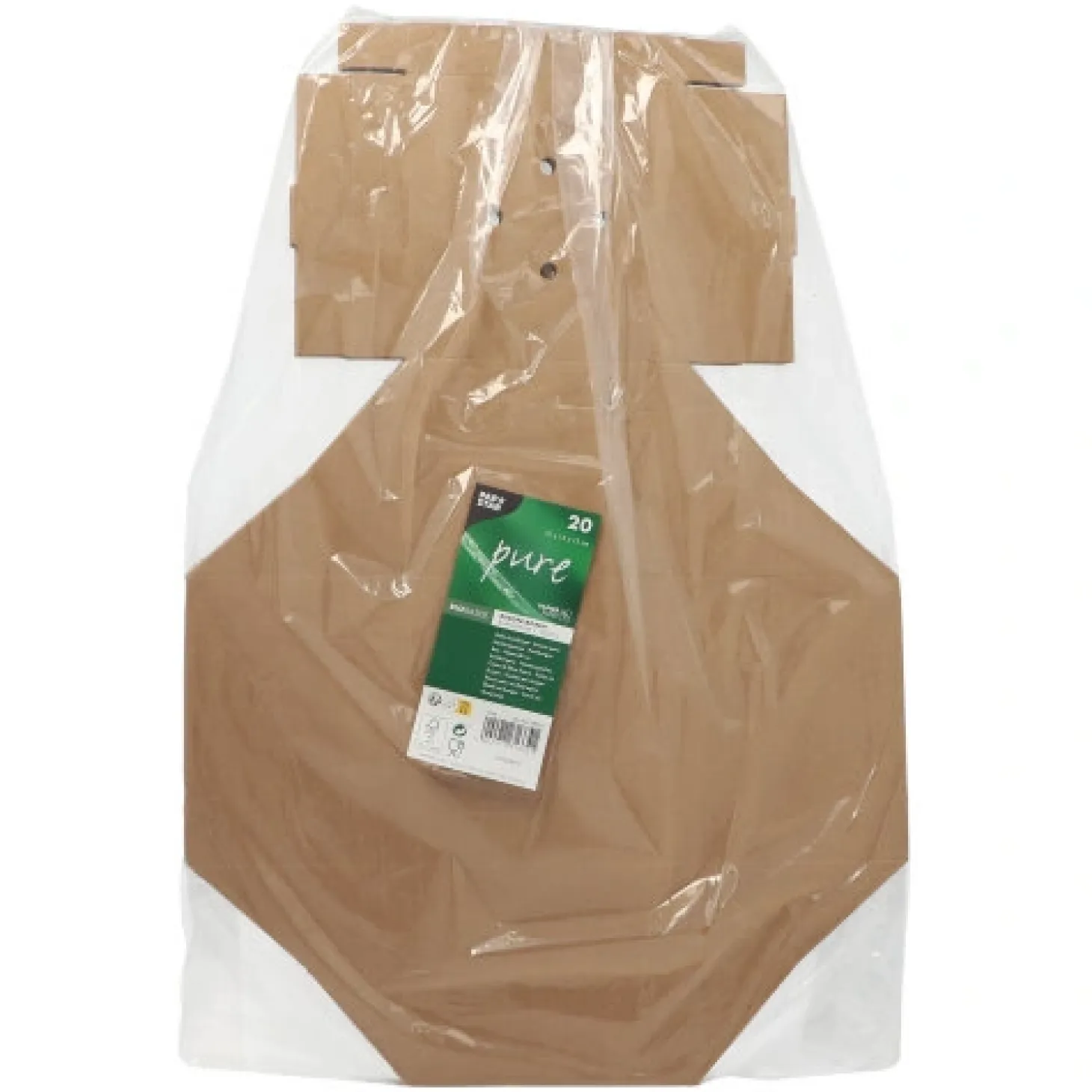 PAPSTAR Burgerboxen, Pappe "pure" 10 cm x 13 cm x 13 cm braun faltbar, klein