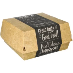 PAPSTAR Burgerboxen, Pappe "pure" 8,5 cm x 15,5 cm x 15,5 cm "Good Food" XXL