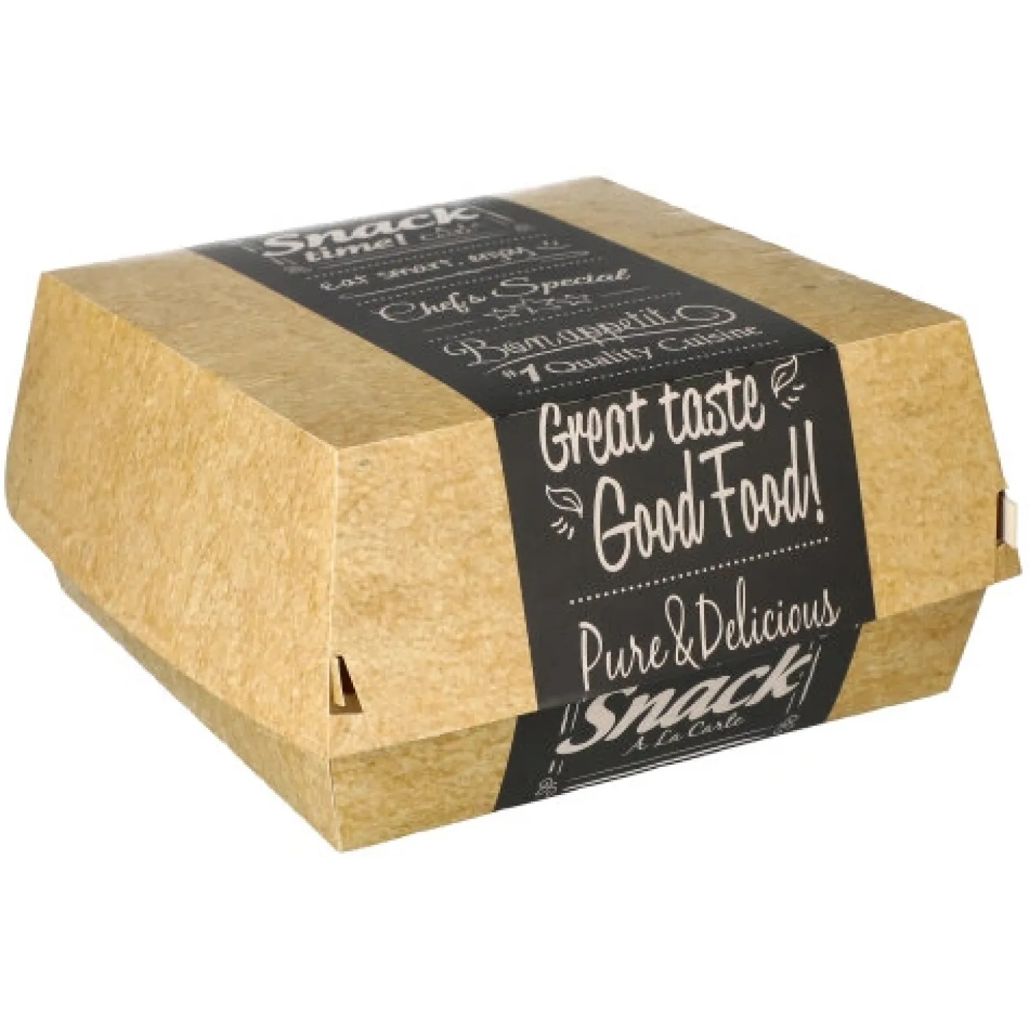 PAPSTAR Burgerboxen, Pappe "pure" 8,5 cm x 15,5 cm x 15,5 cm "Good Food" XXL