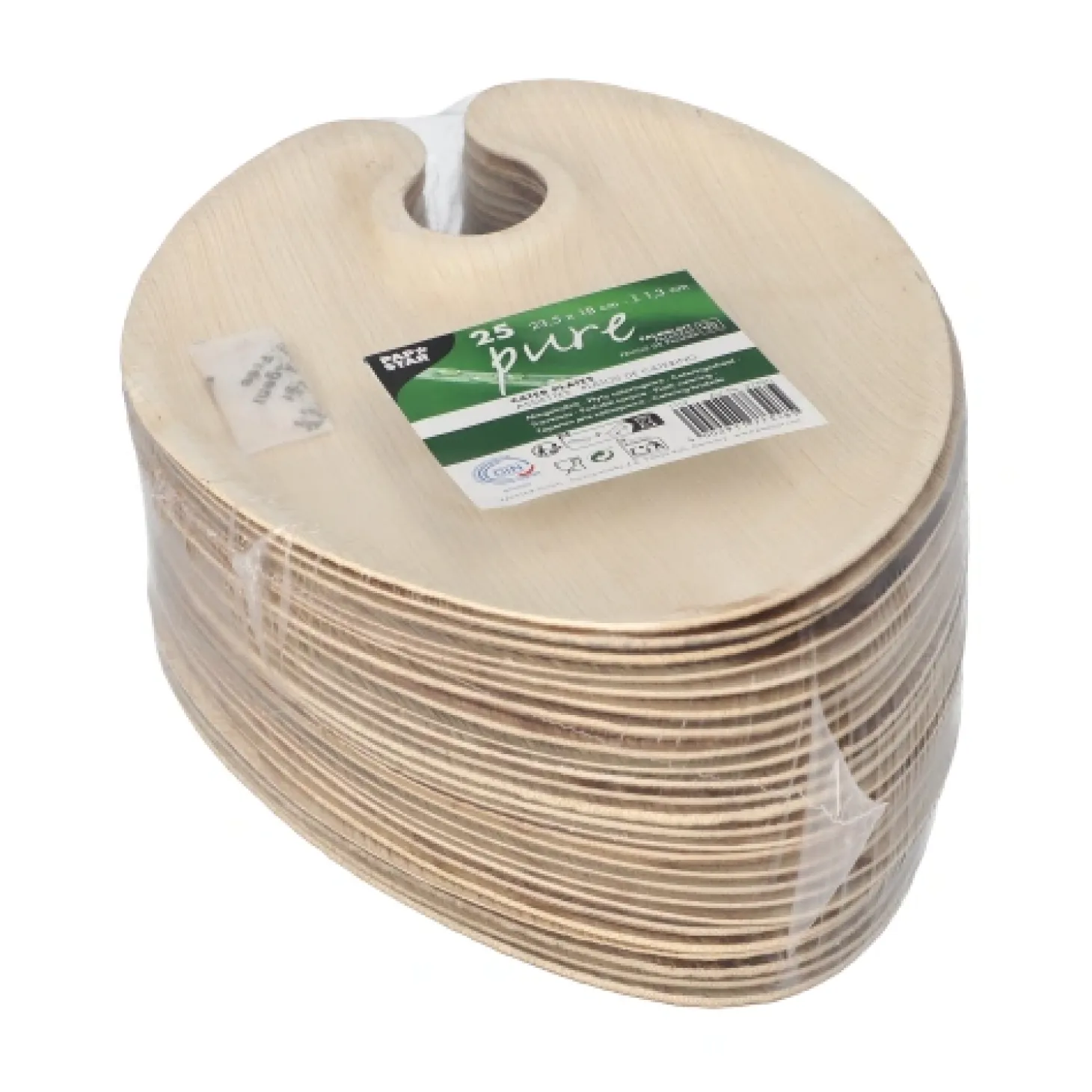 PAPSTAR Cater Plates Palmblatt "pure" oval 1,3 cm x 18 cm x 23,5 cm, 4 x 25 Stück