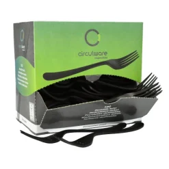 PAPSTAR "Circulware by Haval" Mehrweg-Gabeln PP-MF 19 cm schwarz "Gaia" extra stabil, in Spenderbox