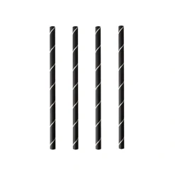PAPSTAR Cocktail Trinkhalme, Papier Ø 7 mm, 15 cm schwarz/weiß "Stripes"