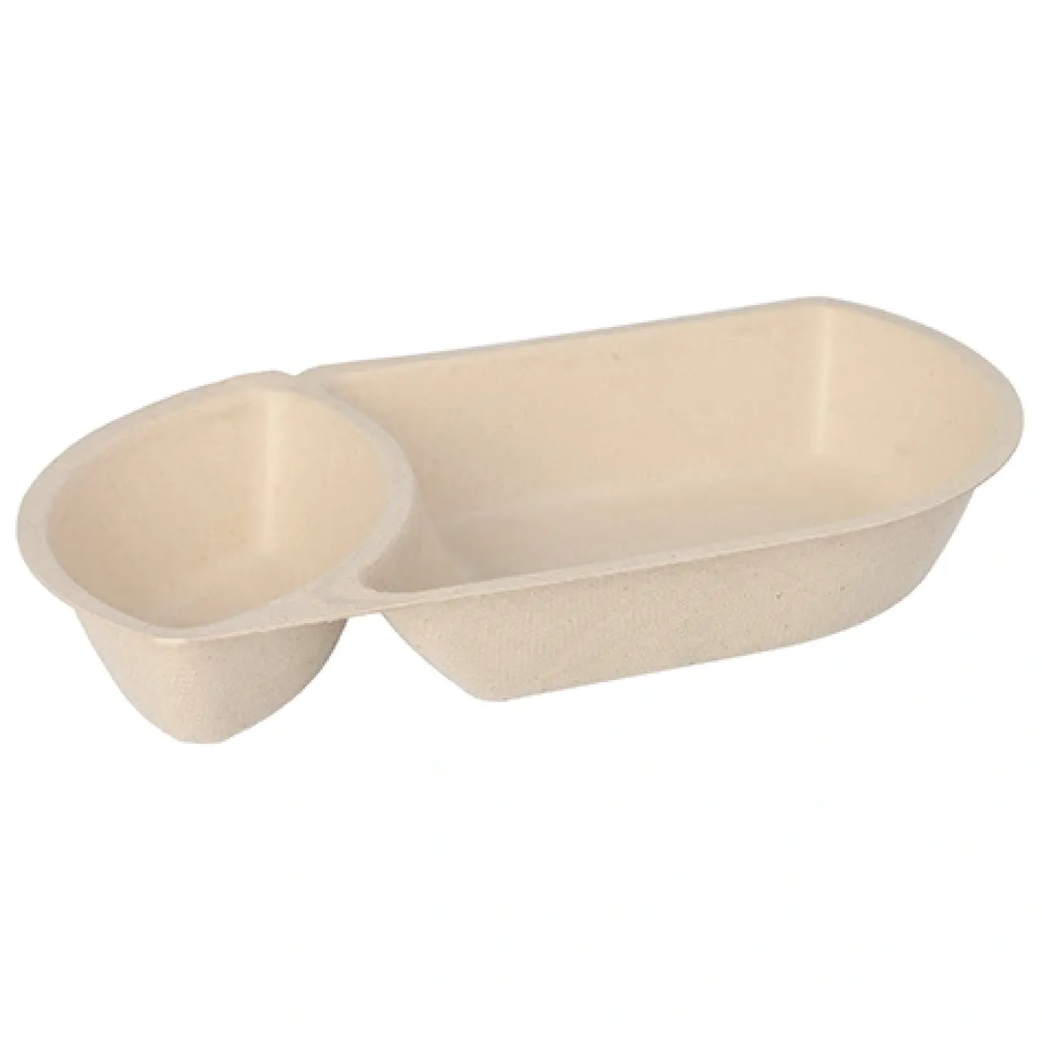 PAPSTAR Conpax (LM) Snacktrays Zuckerrohr 2-geteilt 3,6 cm x 12,4 cm x 22,4 cm natur