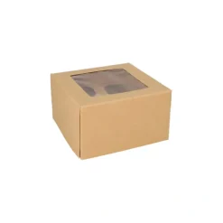 PAPSTAR Cupcake-Kartons eckig 10 cm x 17,5 cm x 17,5 cm mit Sichtfenster aus PLA