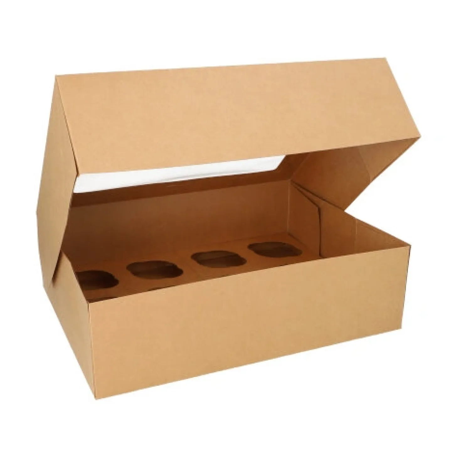 PAPSTAR Cupcake-Kartons eckig 10 cm x 35 cm x 27 cm mit Sichtfenster aus PLA