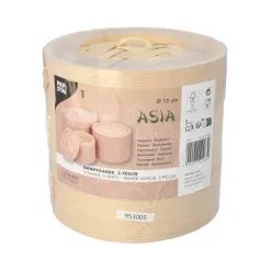 PAPSTAR Dampfgarer Bambus "ASIA" Ø 15 cm, 13,5 cm 3-teilig, 16 x 1 Stück