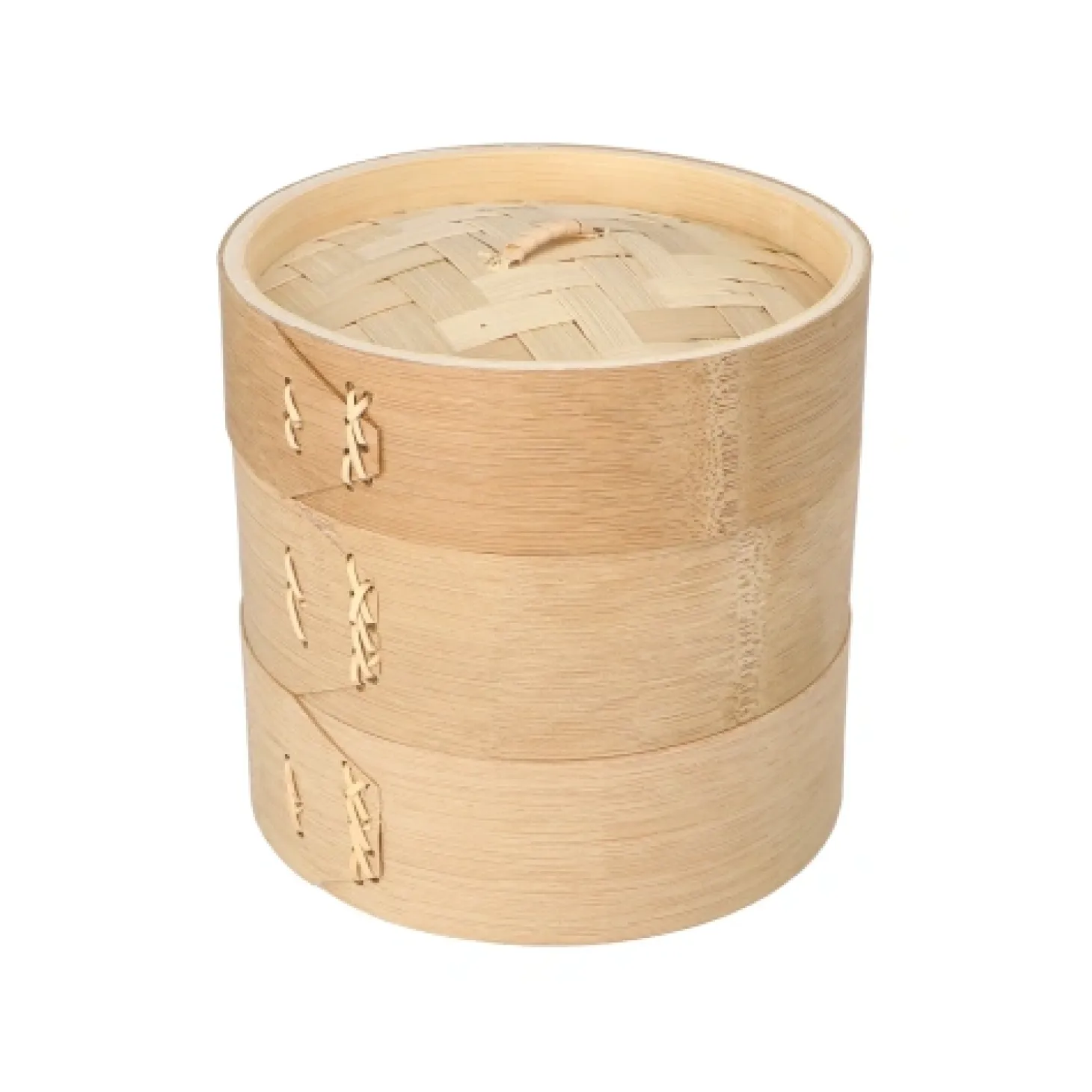PAPSTAR Dampfgarer Bambus "ASIA" Ø 15 cm, 13,5 cm 3-teilig, 16 x 1 Stück