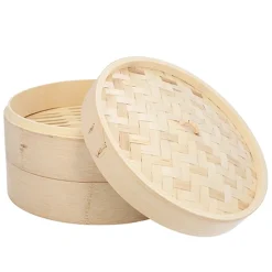 PAPSTAR Dampfgarer Bambus "ASIA" Ø 25 cm, 16 cm 3-teilig, 4 x 1 Stück