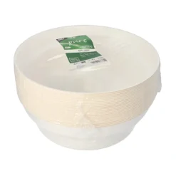 PAPSTAR Deckel Zuckerrohr "TomTab" rund Ø 24,5 cm, 8 cm weiß "Cloche", 4 x 25 Stück