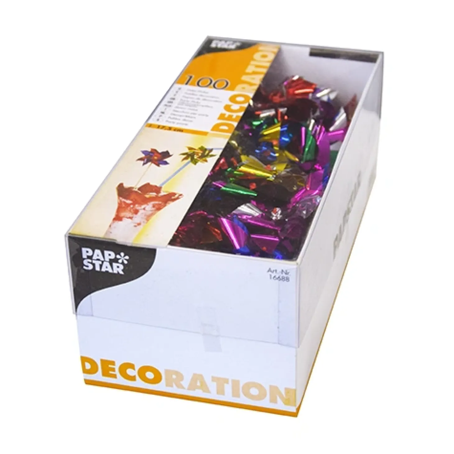PAPSTAR Deko-Picker 17,5 cm farbig sortiert "Windmühle", 6 x 100 Stück